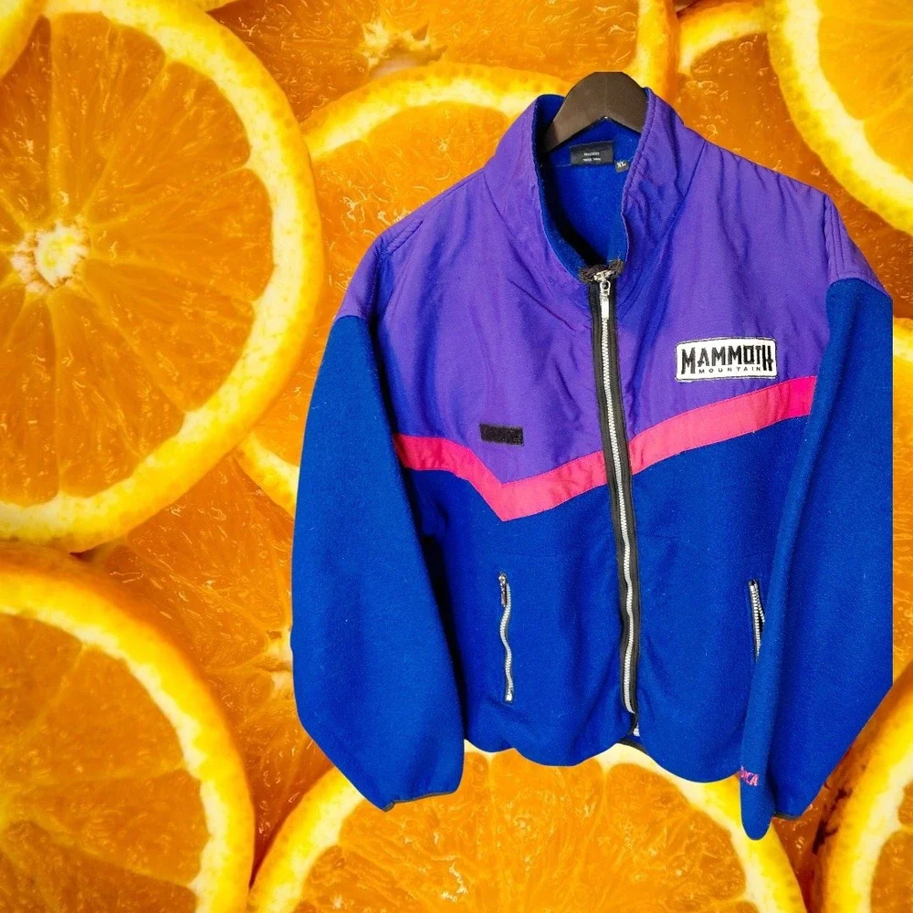 Vintage Nordica Mammoth Mountain Host Fleece‎ Jacket XL Purple Blue Pink Ski USA